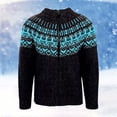 thumbnail image 2 of Mens Cardigan Sweaters Stripes Funny Print Pullovers Winter Warm Dailywear Winter Clothes with Pockets, Black, Size L, 2 of 3