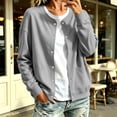 thumbnail image 2 of Women's Casual Snap Button Cardigan Jacket, Long Sleeve Crew Neck Lightweight Sweatshirt Coat with Pockets, Solid Color Fall Outerwear, 2 of 7