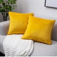 thumbnail image 3 of 2 fundas de almohada con pompones amarillos. Ofspeizc LKX-1537-1, 3 of 7