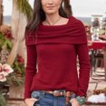 thumbnail image 2 of Tops de moda para mujer, chal ajustado de Color sólido, suéter de Cachemira con cuello A Vintage, blusas y Tops para mujer Fridja  nalpqowj3015, 2 of 8