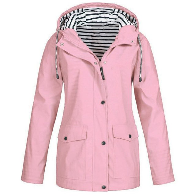 Lyinloo Veste de Pluie Femme Grande Taille Imperméable à Capuche Coupe-Vent Noir TG
