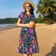 thumbnail image 4 of Balery Floral Vestidos sueltos de manga corta para mujer, vestidos de verano 2025, vestidos casuales de corte A con vuelo., 4 of 6