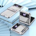 thumbnail image 4 of MonsDirect for 6.7 inch Samsung Galaxy Z Flip 3 5G 2021 Case, Hinge Protection Plating Frame Hard PC Back Clear Shockproof Full Coverage Bumper Protective Shell Cover for Galaxy Z Flip 3, Silver, 4 of 6