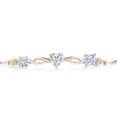 thumbnail image 2 of Gem Stone King 925 Silver and 10K Yellow Gold Princess Round and Heart White Moissanite and White Lab Grown Diamond Tennis Bracelet for Women By Keren Hanan (1.72 Cttw, Fully Adjustable up to 9 inch), 2 of 5