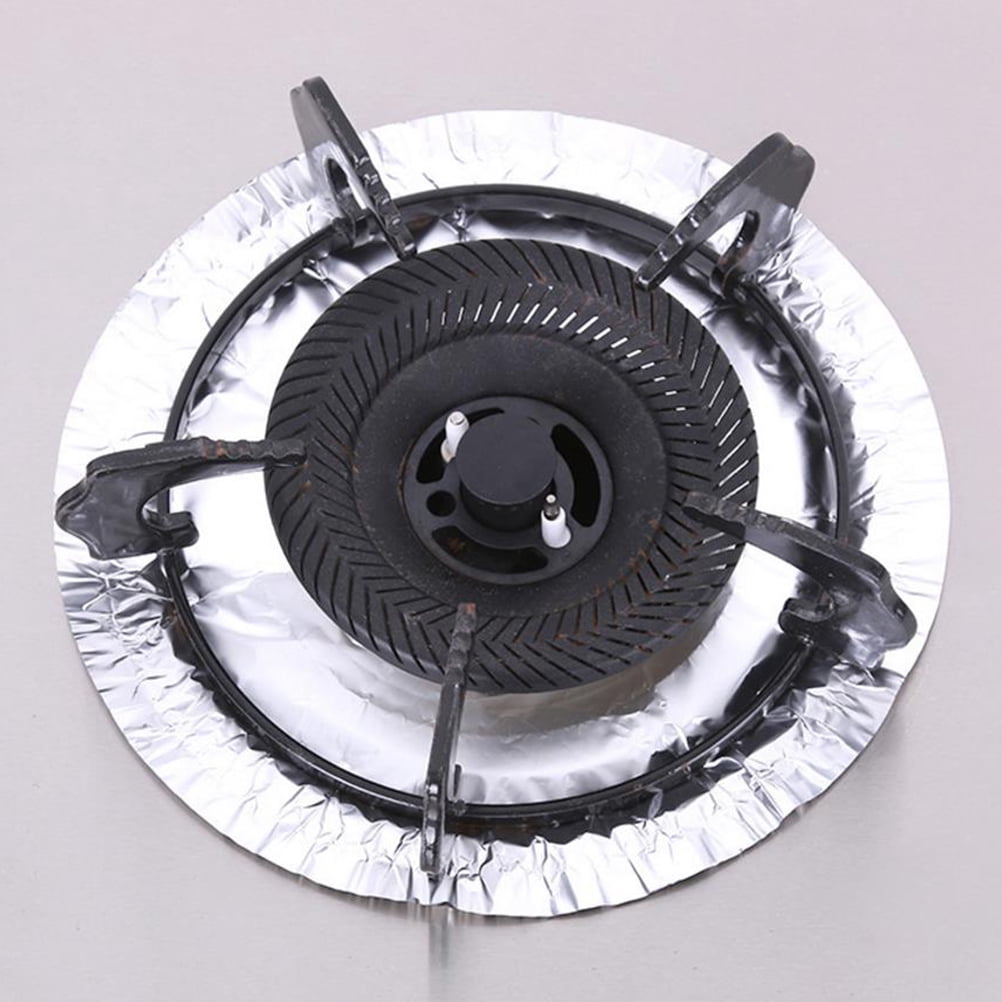 WHAMVOX Foil Stove Burner Covers for Kitchen Use Oil Proof and Heat Resistance Reusable Tinfoil Liners Silver 40 Pieces