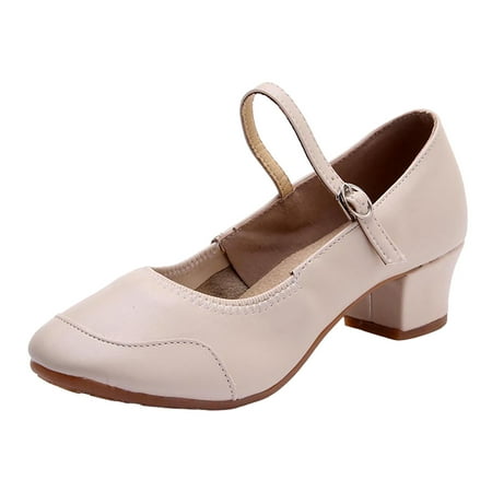 Fsqjgq Boho Sandals Women Sandals Women Dressy Summer Flat Women s Solid Color Buckle Full Sole Rubber Low Heel Thick Heel Dance Shoes Sandals Size 39 White