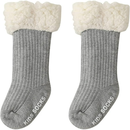 

QWZNDZGR Toddlers No Slip Socks Cartoon Baby Girls Boys Socks Winter Thick Soft Wool Kids Warm Socks with Grips Fuzzy Thick Socks