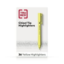 Staples TRU RED Pocket Highlighter with Grip Chisel Tip Yellow 36/Pack TR54582
