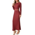 thumbnail image 4 of INSPIRE CHIC Women's 2 Piece Knit Sets Long Sleeve Cropped Top High Waist Mermaid Maxi Skirt Fashion Sets, 4 of 6