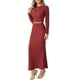 thumbnail image 4 of Conjuntos de punto de 2 piezas INSPIRE CHIC para mujer, con mangas largas, top corto, falda maxi de cintura alta estilo sirena, conjuntos de moda XL en rojo, 4 of 6