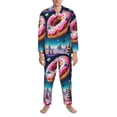 thumbnail image 3 of Naloa Starry Sky Pine Tree Donut Men’s Pajamas Set - Long Sleeve Button Down Sleep Shirt and Pajama Bottoms Sleepwear Set-X-Large, 3 of 7