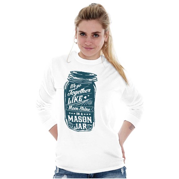 Together Like Moonshine and Mason Jar Women's Long Sleeve T Shirt Brisco Brands S