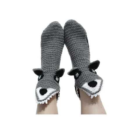 

Funny Knit Crocodile Socks for Women Novelty Animal Floor Socks Winter Warm Thick Crochet Knit Alligator Socks