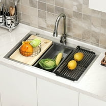 Dextrus 33" Drop In Kitchen Sink with Pull-Down Faucet, 304 Stainless Steel Single Bowl Workstation