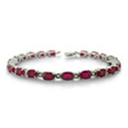 SuperJeweler H081009SS RU 15 Carat Ruby And Diamond Bracelet In Sterling Silver
