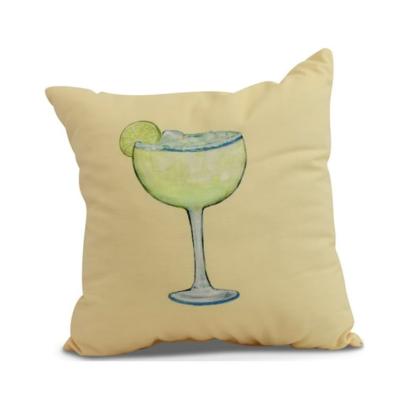 Simply Daisy, 16" x 16" Margarita Plain , Geometric Print Outdoor Pillow, Yellow