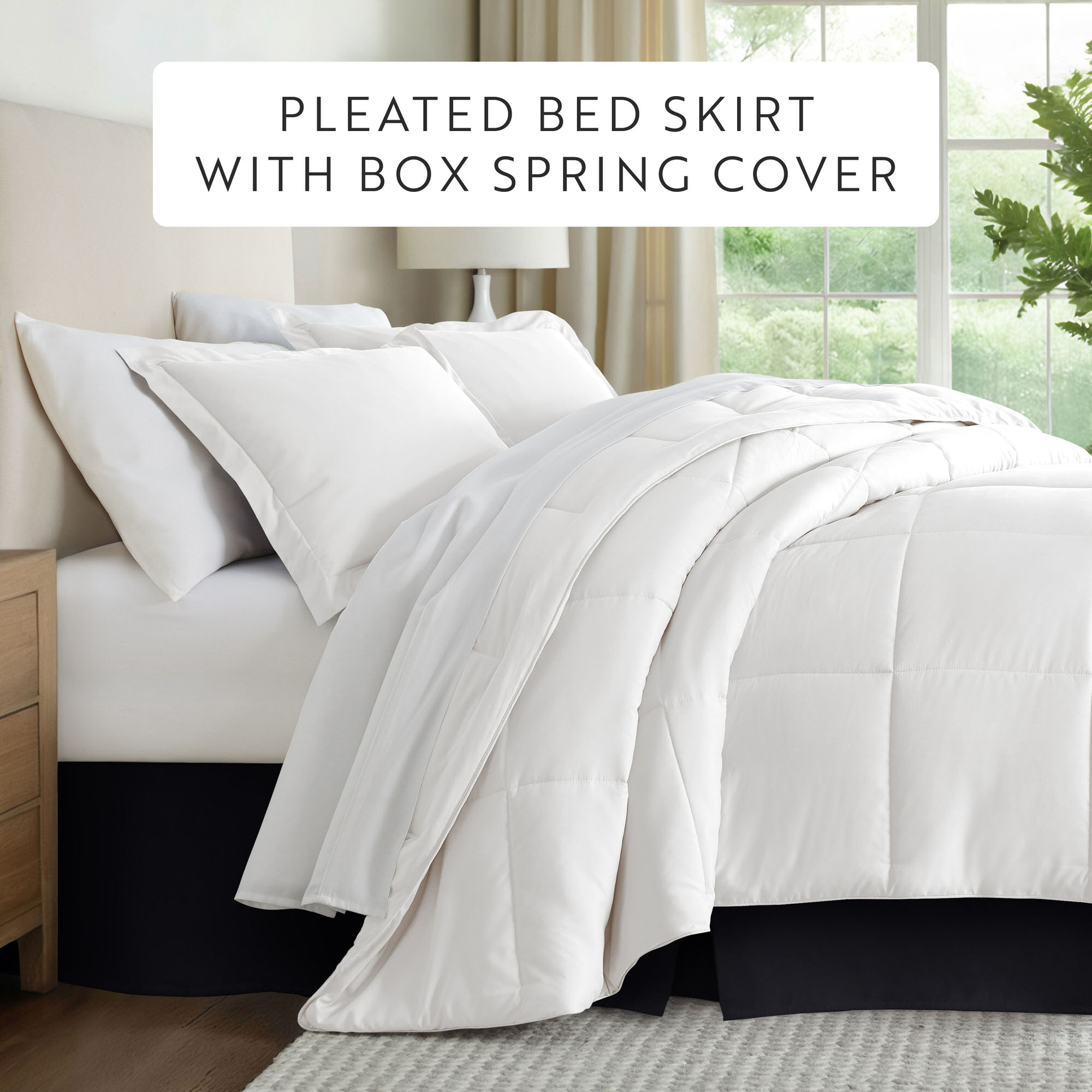 Noble Linens Black Pleated Dust Ruffle Bed Skirt, Queen