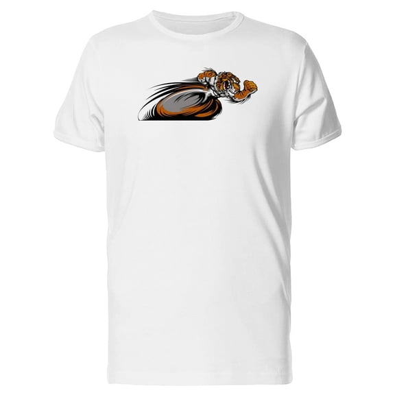 Tiger Running Mascot Cartoon Tee Men's -Image by Shutterstock