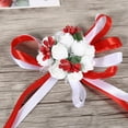 thumbnail image 2 of Hand Flower - 1Pc Beautiful Hand Ribbon Flower Bridal Bridesmaid Wrist Corsage Prom Wedding Party Decorations(red bead), 2 of 5