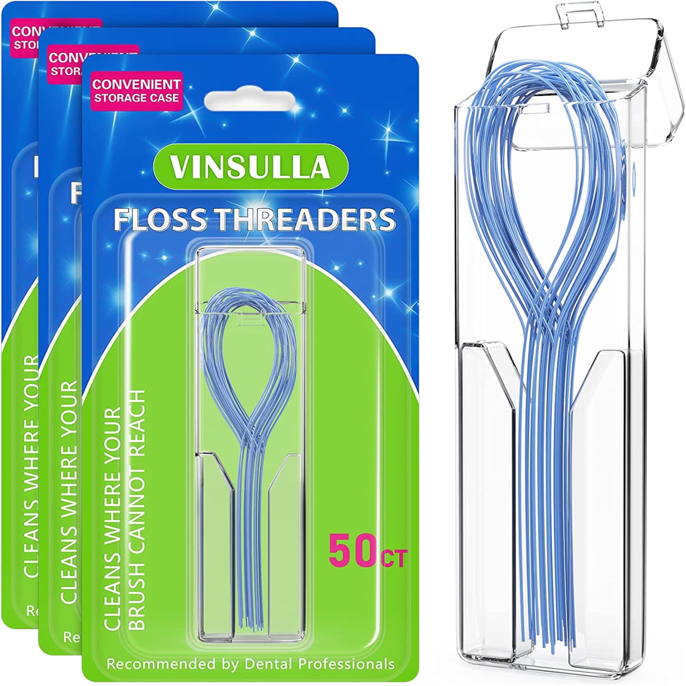 Floss Threaders for Braces, Bridges, and Implants 150 Count (Pack of 3 ...