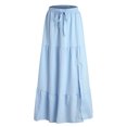 thumbnail image 6 of RFQWOVSR Women Flowing A-Line Maxi Skirt Slit Tie Waist Solid Color Elastic Waistband Lightweight Boho Summer Beach Casual XXXL, 6 of 6