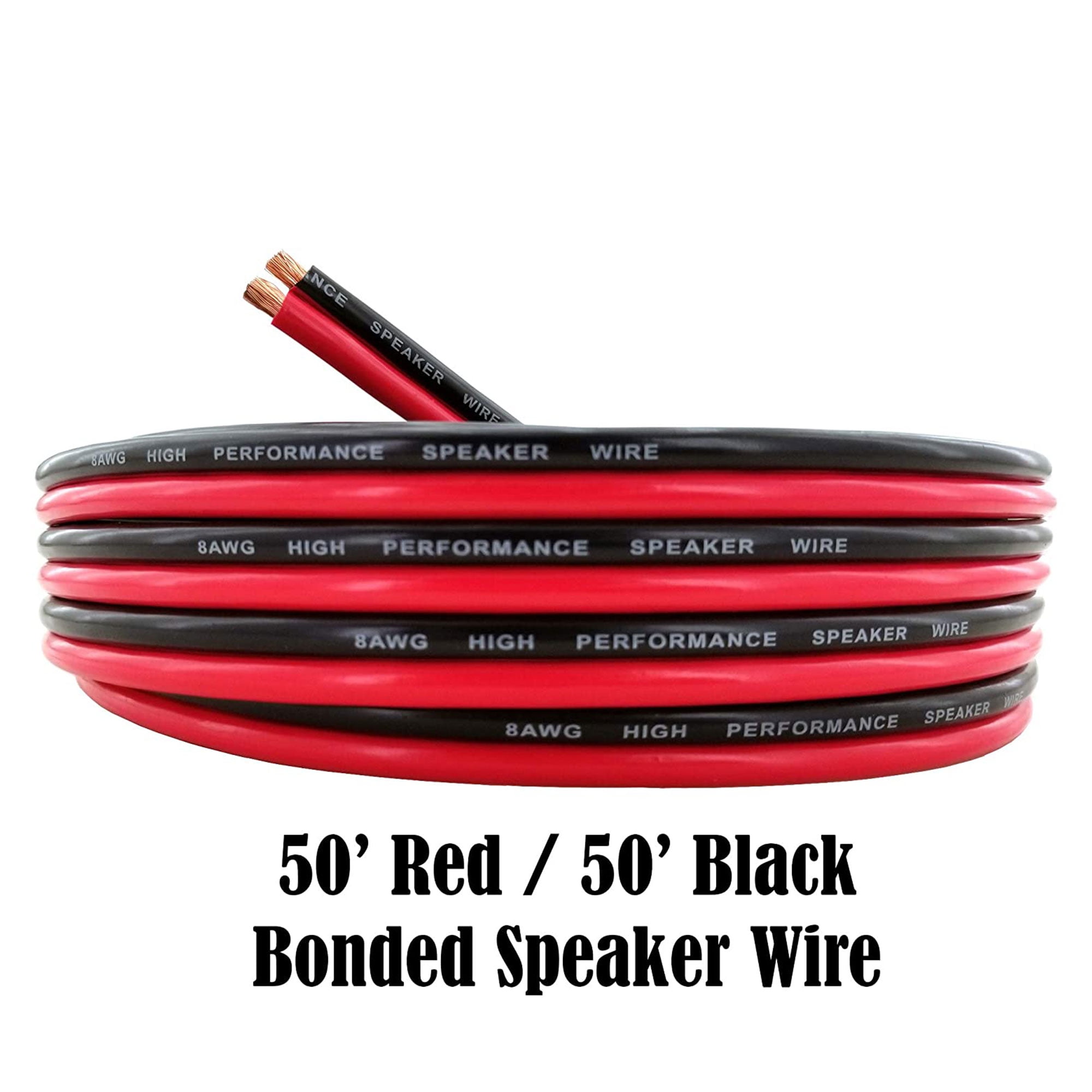 GS Power 8 AWG CCA Bonded Zip Cord Cable 12V Auto Wiring, 50ft, Red/Black