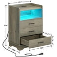 thumbnail image 2 of LED Nightstand with Charging Station&LED Lights for Bedroom, Bedside Table with USB Ports & Open Storage for Living Room,Gray, 2 of 9