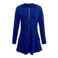 thumbnail image 5 of Hoodies for Women Drawstring Zipper Long Jacket Top Pocket Hooded Long Sleeve Solid Print for Casual Wear Sweatshirts for Women Blue XXL, 5 of 5
