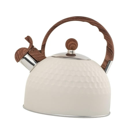 

Vintage tea Kettle White W/ Handle Stainless Steel Portable 2.5 Qt Teakittle for Cookers Family Stovetops Drinking Household