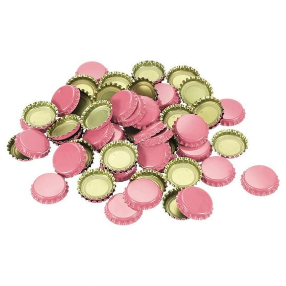 160 PCS Bottle Caps for Crafts, 1 Inch Decorative Metal Beer Bulk Flattened Charm DIY Craft Pink