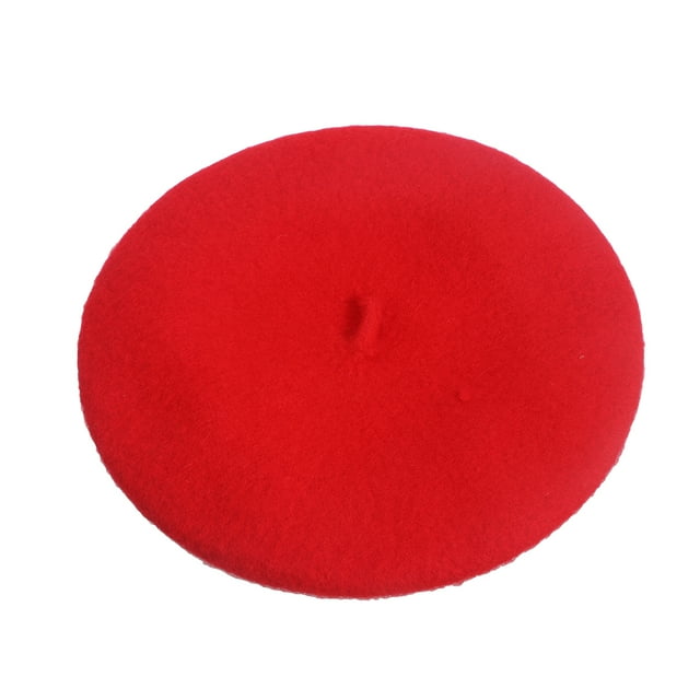 MasteelfCA Béret Chaud Style Français pour Filles Enfants Bonnet Uni Hiver Automne (Rouge)