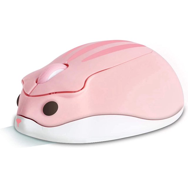 Ratón inalámbrico de 2,4 g, ratón silencioso para hámster portátil con receptor USB, ratón inalámbrico de 3 botones para PC, Mac, portátil, Notebook (rosa)
