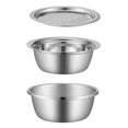 thumbnail image 3 of Cabilock 3pcs Vegetable Cutter Basket Slicer Set Kitchen Strainer Colander Stainless Steel Grater Fruit Drain Bowl Food Container for Home Use, 3 of 4