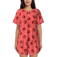 thumbnail image 1 of Fotbe Ladybugs On Red Polka Dot Conjunto de Pijama Estampado para Mujer, 2 Piezas, Ropa de Dormir con Camiseta de Manga Corta y Shorts Suaves-Large, 1 of 6