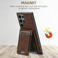 thumbnail image 6 of ELEHOLD for Samsung S23 Ultra Case, Compatible with Mag Safe Accessory, 2 in 1 Detachable Magnetic Card Holder Faux Lychee Pattern Leather Kickstand Wallet Case for Samsung S23 Ultra,Brown, 6 of 6