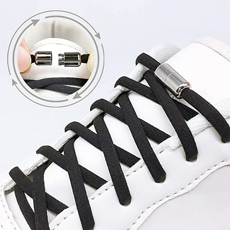 JZXFYSJYW 2 Pairs Elastic Shoe Laces for Sneakers No Tie Stretchy Shoe Strings for Converse High Tops Shoes Lace Adults Kids