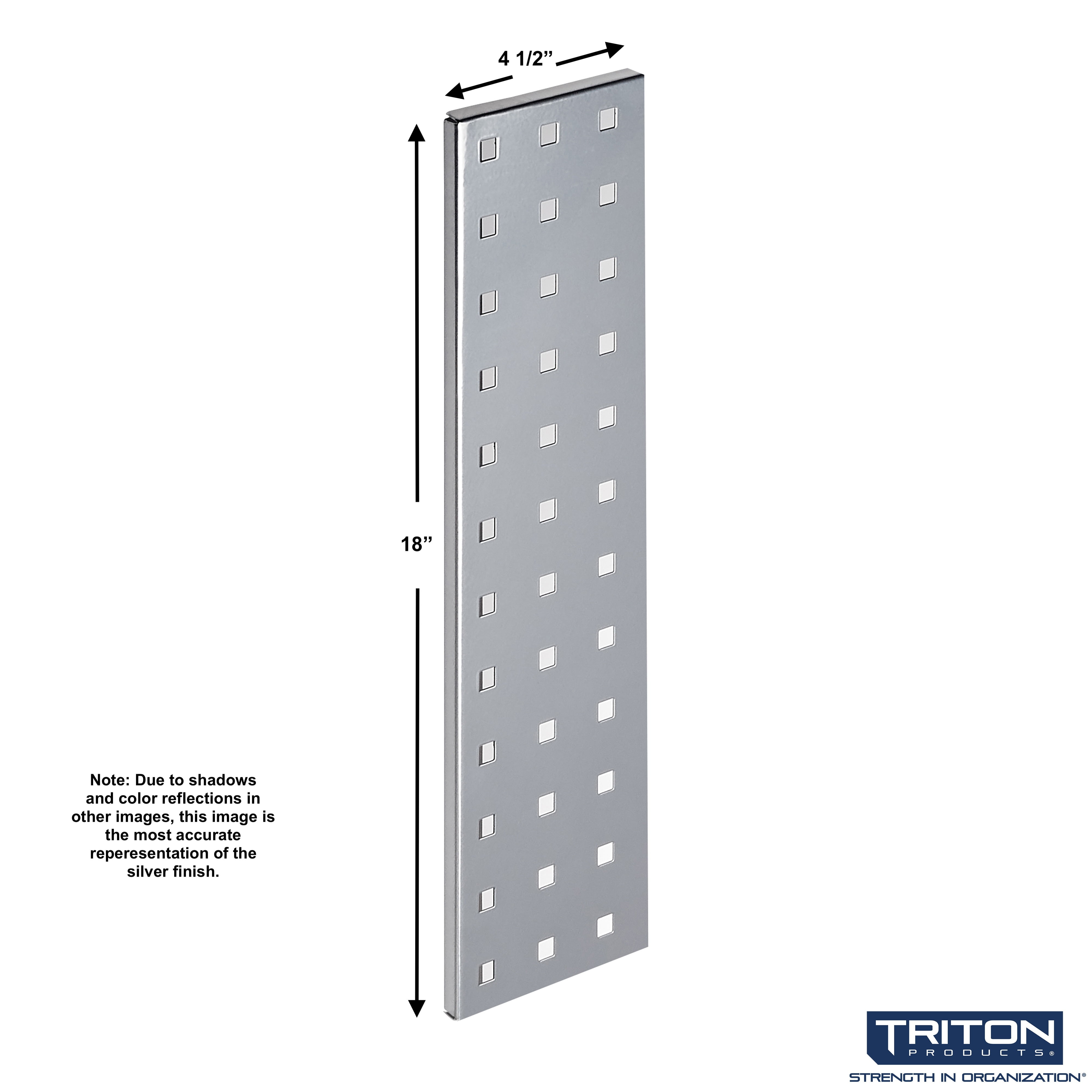 Triton Products® LBS18K-SLV Silver Pegboard Kit with (1) 18" x 4.5" Steel Pegboard and 6 LocHooks
