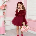 thumbnail image 2 of Fgnfyis Toddler Girls Long Sleeve Dresses with Bowknot Ruffles Velvet Dress for Christmas Party Holiday Attire Everyday Wear Comfort Fit Red 4-5 Years, 2 of 6