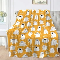 Cute Cartoon Ghost Yellow Blanket Halloween Lightweight Throw Blanket for Women Men Soft Cozy Fleece Couch Living Room Bed Blanket for Kids Girls Boys—All Season X-Small 40x30In (Toddler) PET