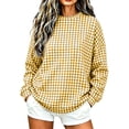thumbnail image 2 of Women's Gingham Plaid Sweatshirt Crew Neck Long Sleeve Loose Fit Casual Pullover Top, 2 of 7
