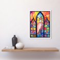 thumbnail image 2 of Stained Glass Window Folk Art Abstract Art Print Framed Poster Wall Decor 12x16 inch, 2 of 5
