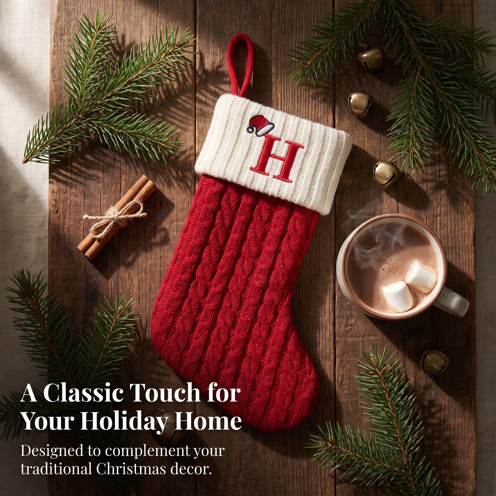 Unique Bargains Cartoon Christmas Luxury Grand Hearth Accent Stocking Letter H 8"