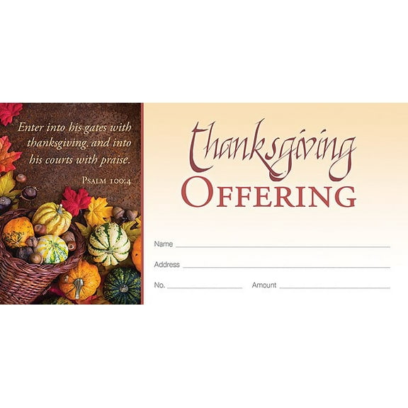 Offering Envelope-Enter In His Gates With Thanksgiving (Psalm 100:4) (Pack Of 100)