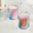 thumbnail image 2 of Yayeee 2 Pack Qtip Holder Bathroom Cotton Swab Canister with Lid Clear Dispenser Set, Pink Gradient, 2 of 6