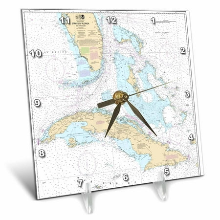 Florida State Seminoles Desk Clock - 3dRose Print of Cuba And Straights Of Florida Chart, Desk Clock, 6 by 6-inch