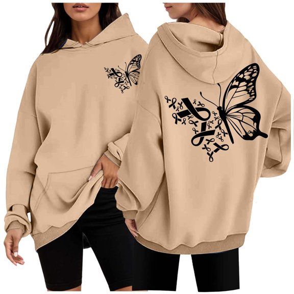 And Winter Fashionable Cancer Black Print Women's Hooded Sweatshirt Womens Fall Tops Rayon Sweatshirt Womens Snap Hoodies Women Sweatshirt Size Medium Womens Zippe Hoodies Knitted Sweater Jackets