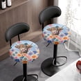 thumbnail image 3 of Renewold Round Bar Stool Seat Covers Washable Stretchy Stool Slipcovers 13-15 Inch Bathroom Vanity Stool Seat Cover 2 Count, Highland Cow Boho Floral Blue, 3 of 6