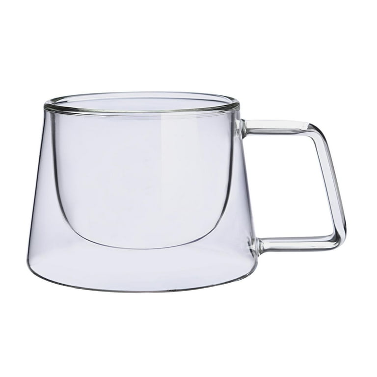 Double Wall High Borosilicate Glass Mug Heat Resistant Handle