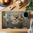 thumbnail image 2 of Placemat Set of 6 Cat Sits on The Toilet Placemats for Dining Table Funny Cat Washable Table Mats for Kitchen and Party Decor Indoor & Outdoor Use, 2 of 8