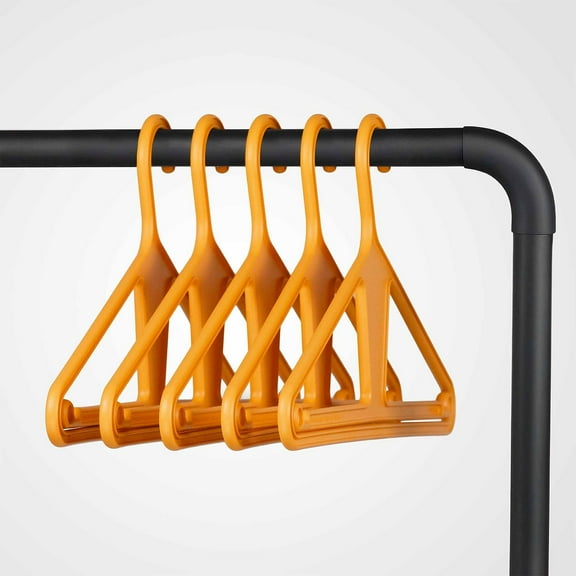 Kangaroo 100% Recycled High-Strength Clothing Hanger, Tangerine 5-Pack - Patented for Pants, Shirt, Jacket
